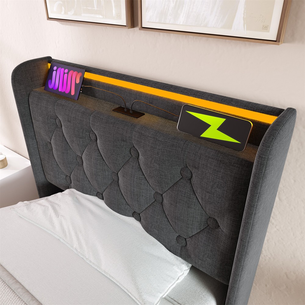 Twin/Full/Queen/King Size Upholstered Platform Bed with Hydraulic Storage System