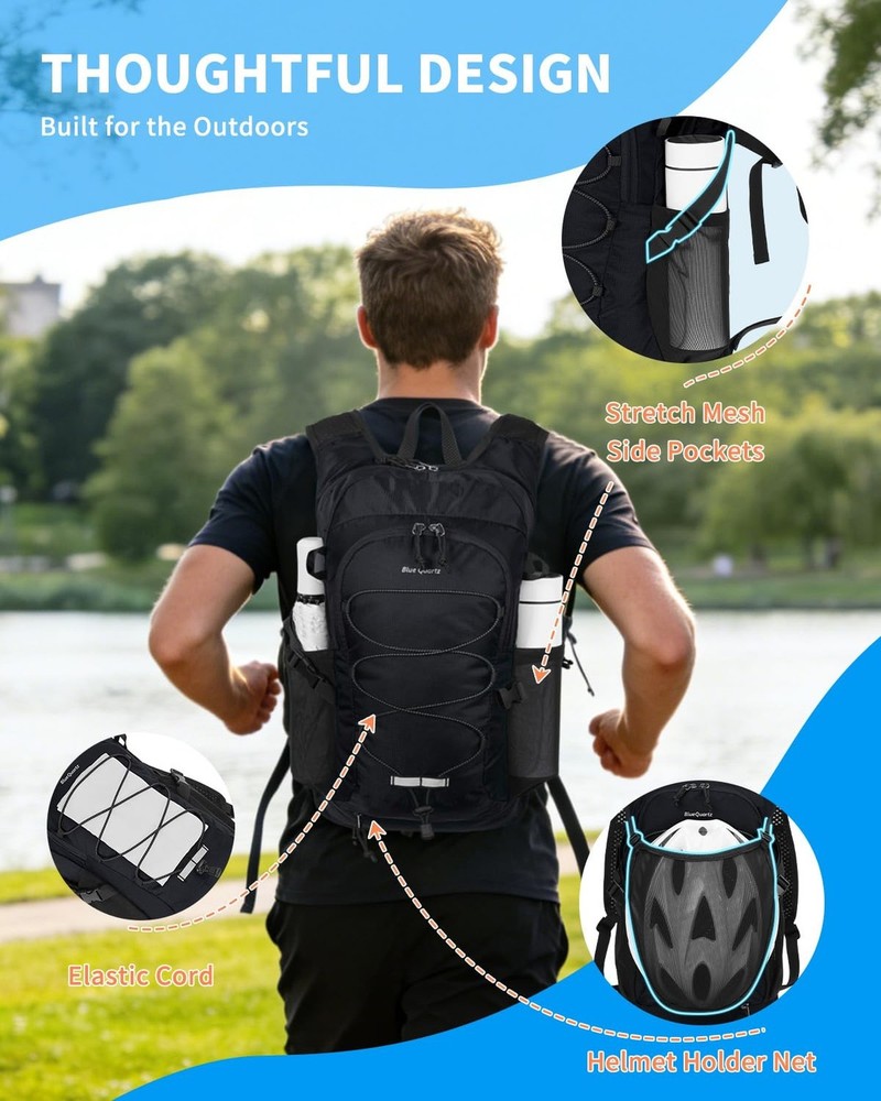 Blue Quartz Hydration Backpack with 2L Water Bladder, 18L Hiking Backpack for...