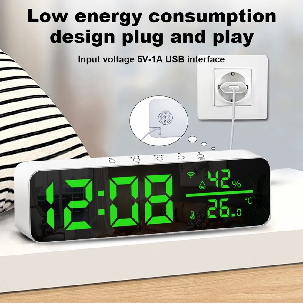 Tuya Wifi Temperature and Humidity Alarm Clock Multi-Function LED Digital2919