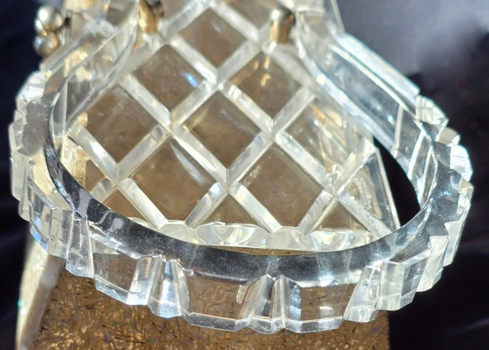 Vintage Charles S. Kahn Lucite Glitter Box Purse 1950s Crystal Cut Top & Handle