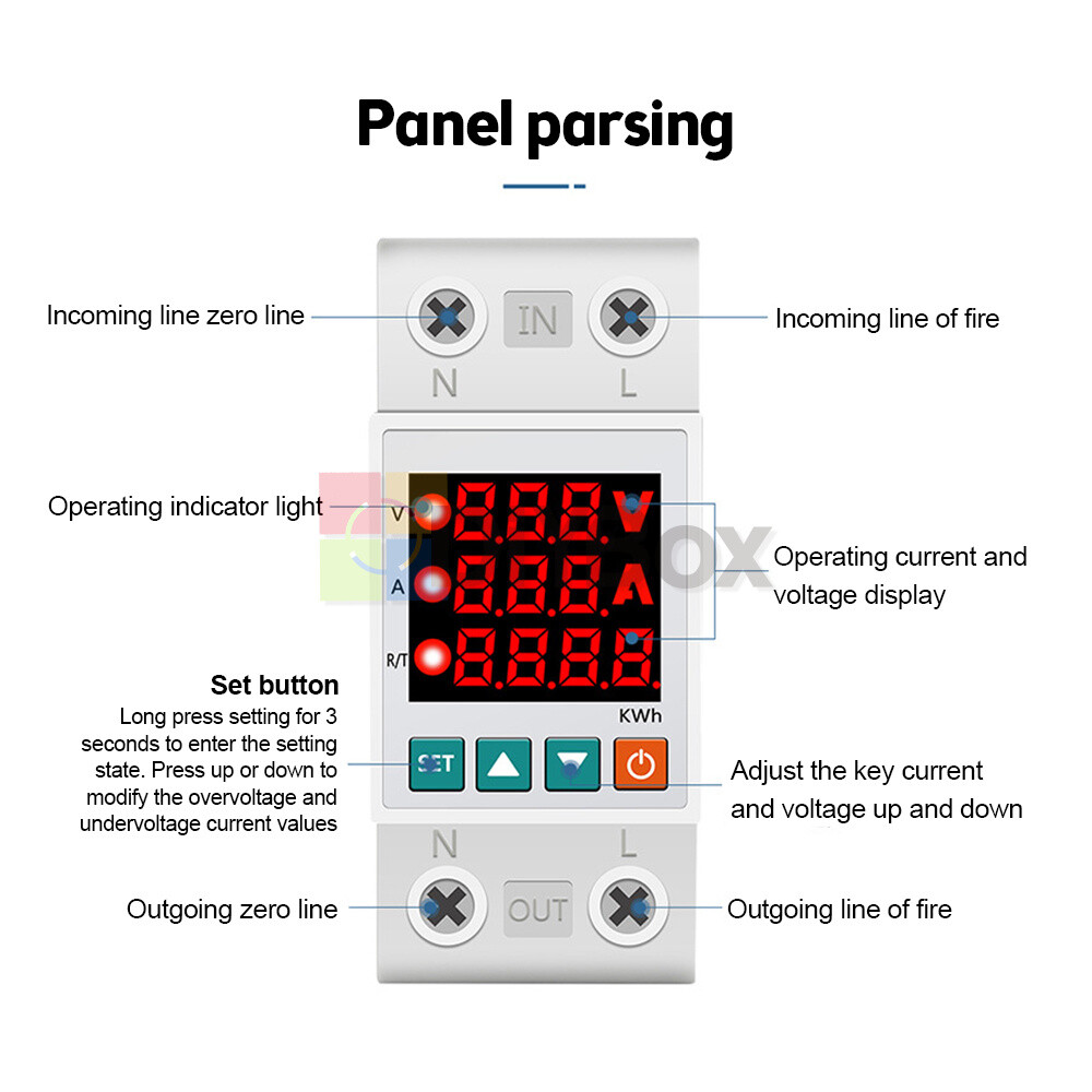 63A Digital Display Adjustable Over Under Current Voltage Protector Relay Meter