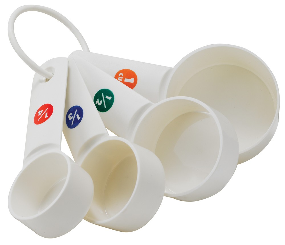 Measuring Cup Set, 4pcs, White Plastic (12 Set)