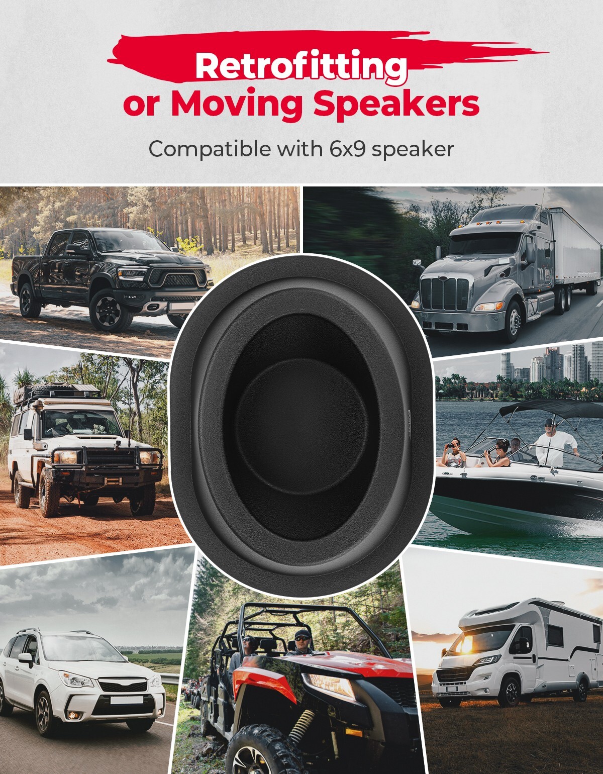 6x9 Speaker Pod Adapter Box Mount Rear Deck Door 2 PCS For Car Truck ATV Marine