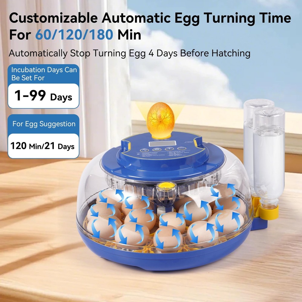 18 Egg Incubators for Hatching Eggs, Chicken Egg Incubator with Automatic Egg...
