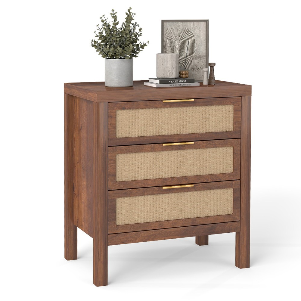 Bedside Table 3 Layers Large Capacity Drawer Design Multifunctional Wooden