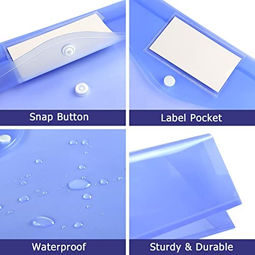 6 Pack Clear Document Folders Plastic Envelopes Poly Envelopes File 6 Color