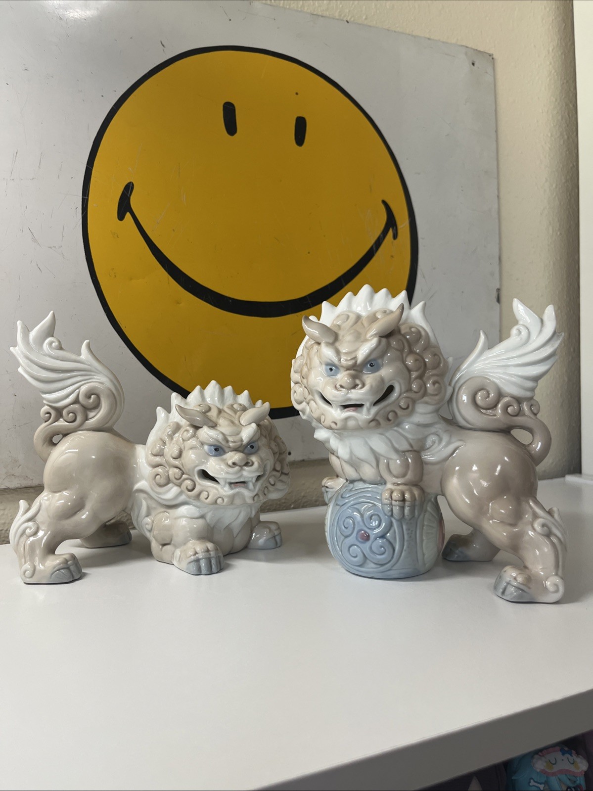 Vintage Set TKN Japan Porcelain Shishi Komainu Guardian Lion Foo Dogs Yoshimi K