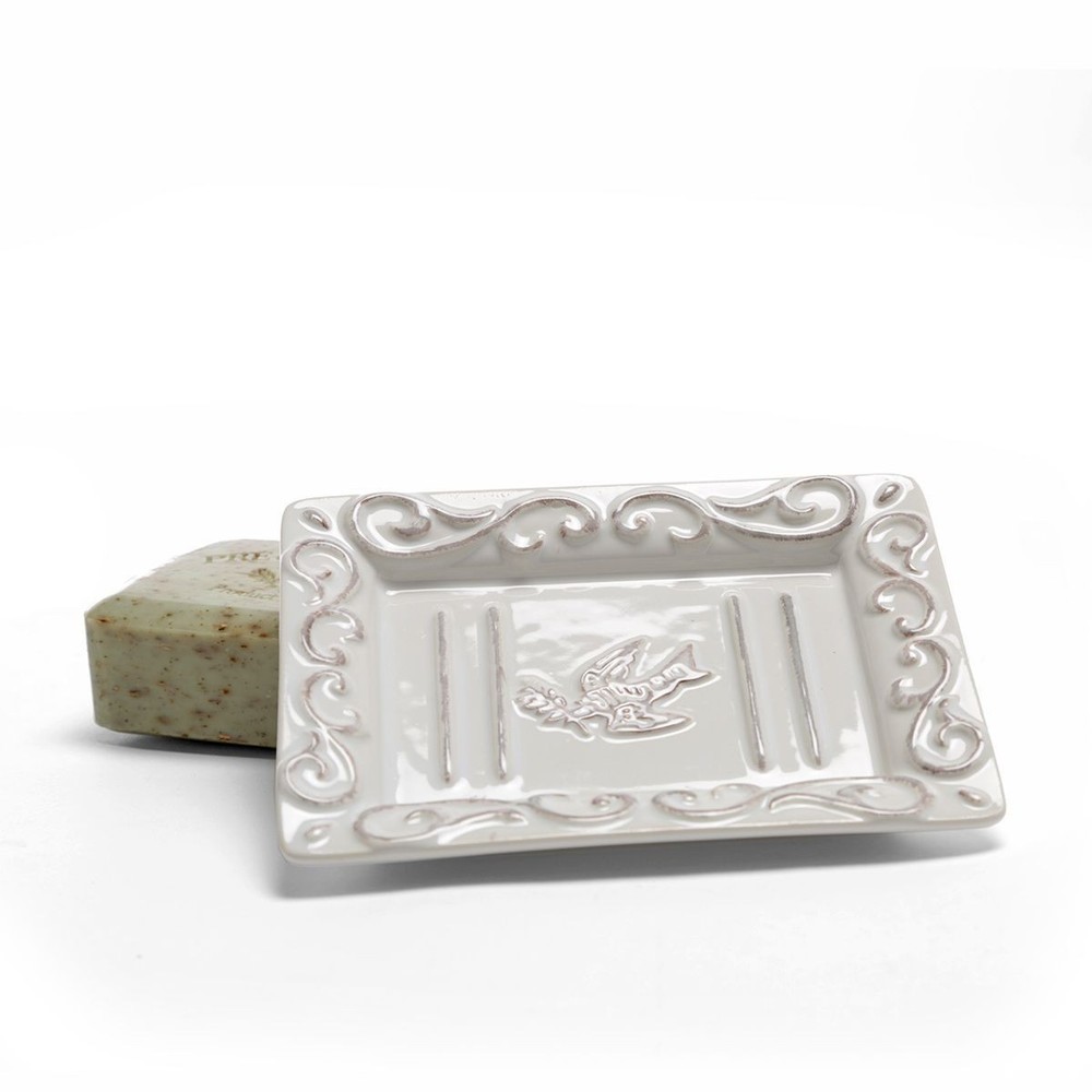 Pre de Provence Rectangle White Washed Ceramic Soap Dish