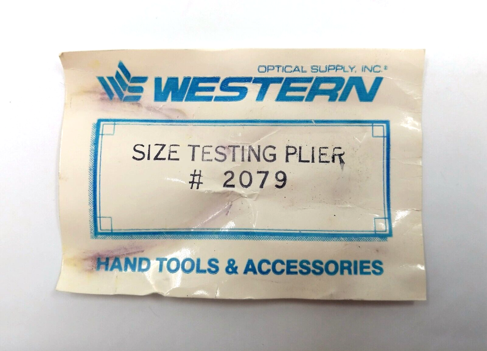 NOS! Western Optical Sizing Testing Pliers Eyewire Closing Plier, Model #2079