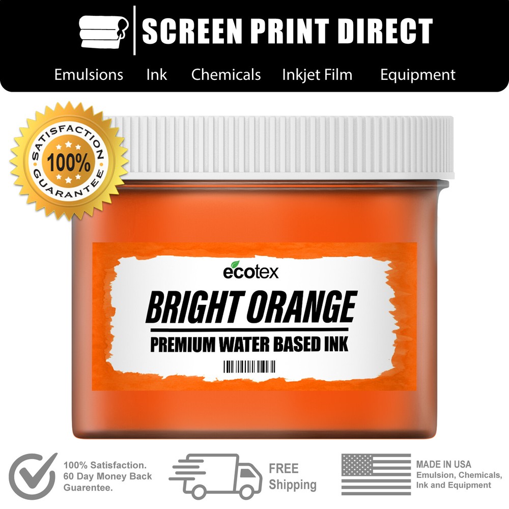 Ecotex® Bright orange - Flo Water Based Ink for Screen Printing - ALL SIZES