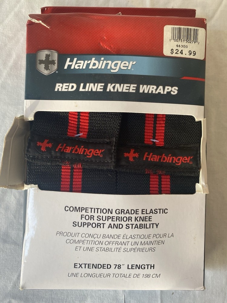 Harbinger Red Line Knee Wraps Competition Grade Elastic 78”
