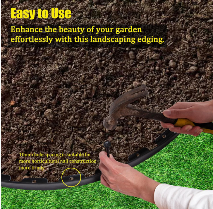 Borde para jardín 2” x 100FT con estacas y conectores, fácil instalación