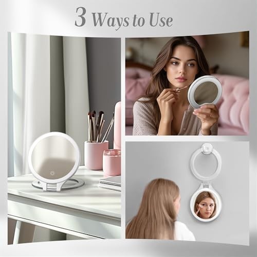 Magnifying Mirror with Light, 10X / 1X Double Sided Makeup Mirror, White