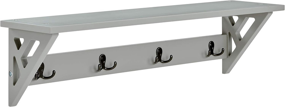 Coventry 36" W Coat Hook with Shelf, Gray