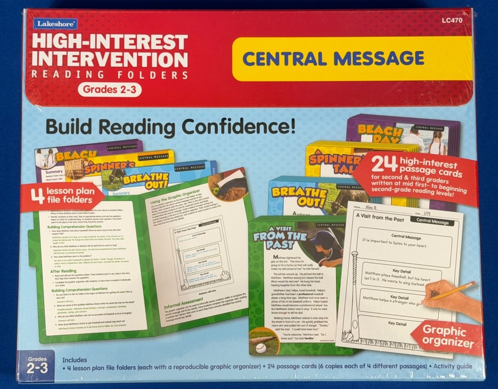 LAKESHORE HIGH-INTEREST INTERVENTION READING FOLDERS CENTRAL MESSAGE GR. 2-3