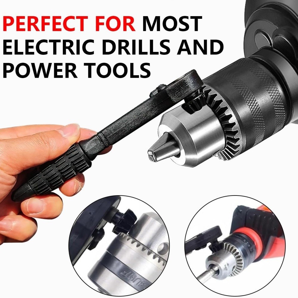 Drill Chuck Key Wrench 2-in-1 Ratchet Spanner Universal Drill Press Tool Quick