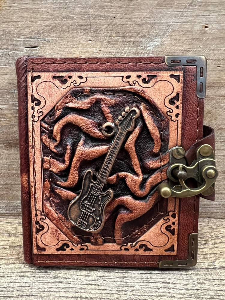 Guitar Handcrafted Leather Journal 5" x 4"
