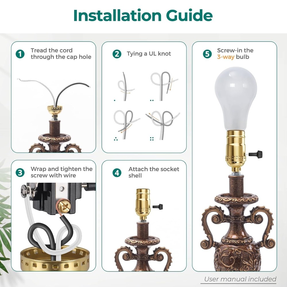 Elegantly Designed Gold E26 Socket - 3-Way Adjustable for Table and Floor Lamps