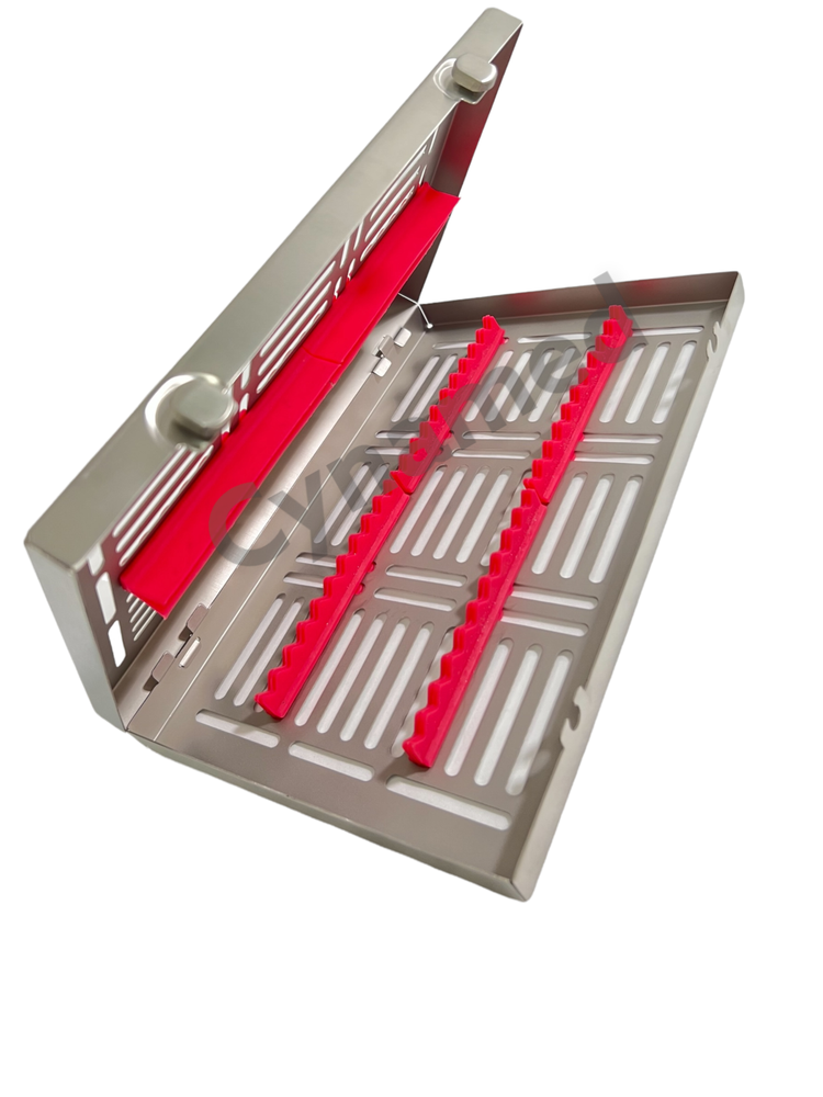 1 EA- Pink , Sterilization Box with Button Locks, for 20 Instruments, Detachable