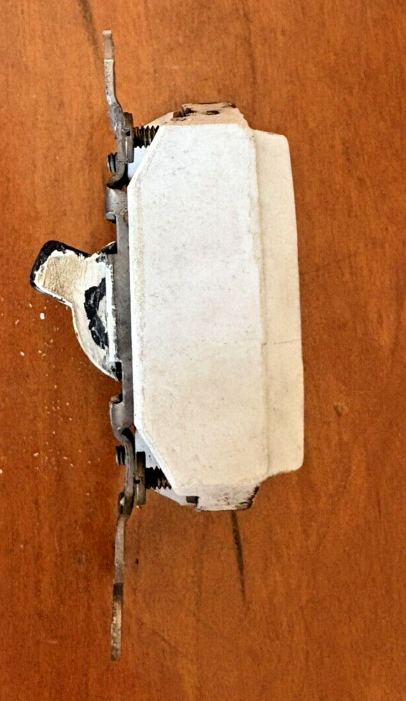 Toggle Light Switch #G E 1690~Early 1900s Antique Ceramic Base & Brass ~It Works
