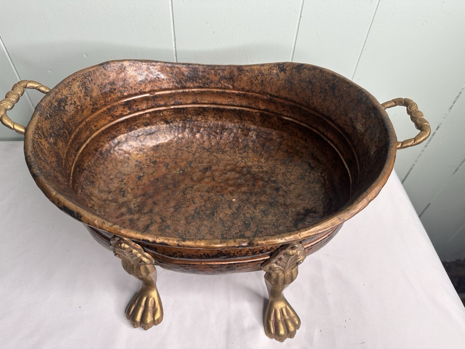 Brass Footed Bowl 16x8" France