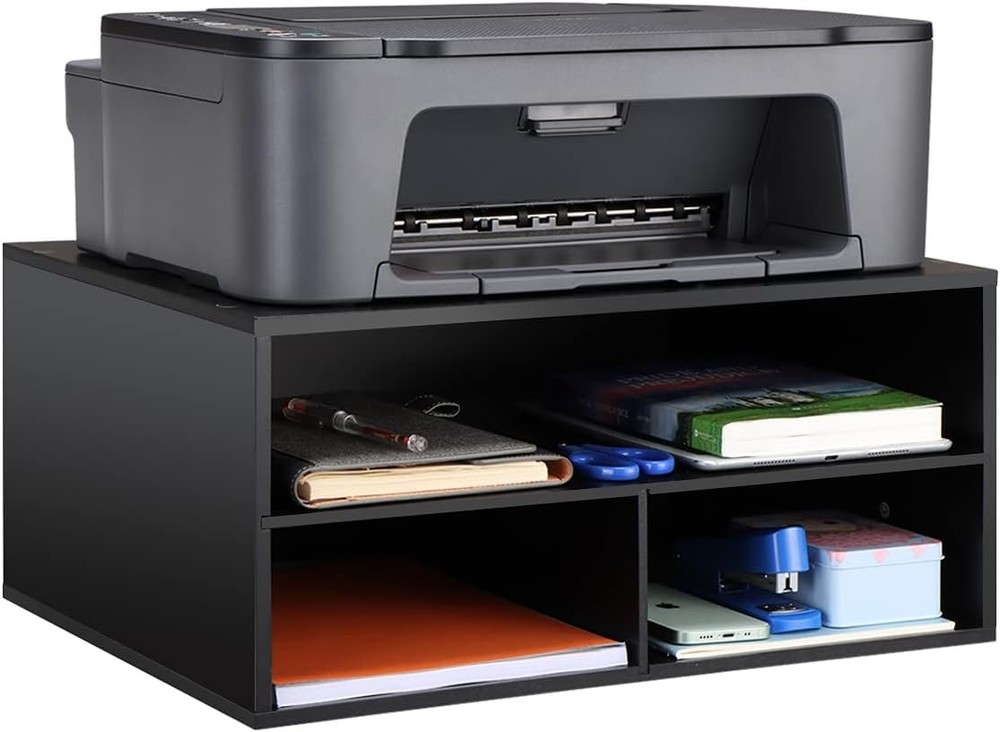 Large Printer Stand Adjustable Printer Table W/ Storage 2-Tier Printer Riser