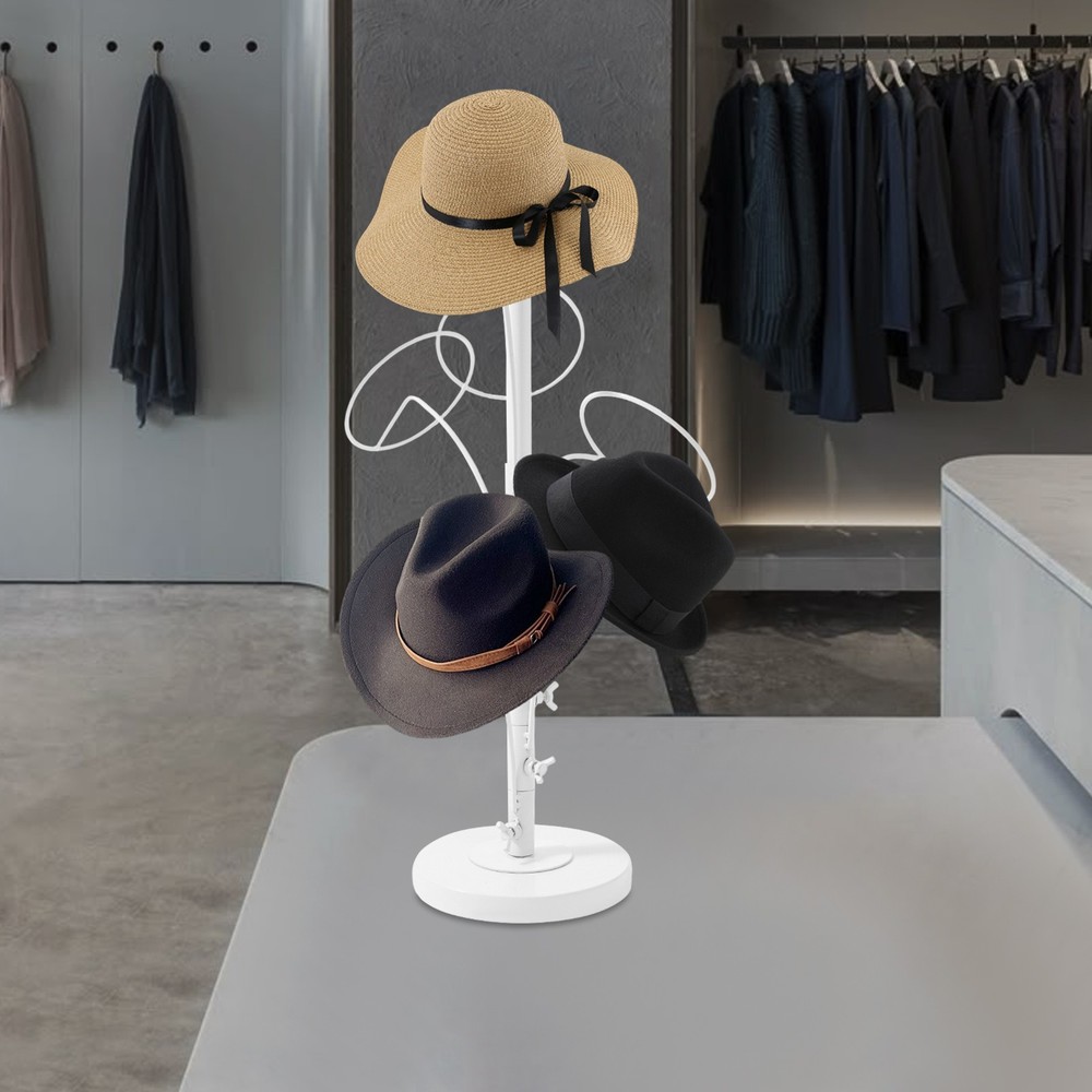 Modern Hat Stand 6 Hooks Hat Storage Display Holder Adjustable Height Hat Rack
