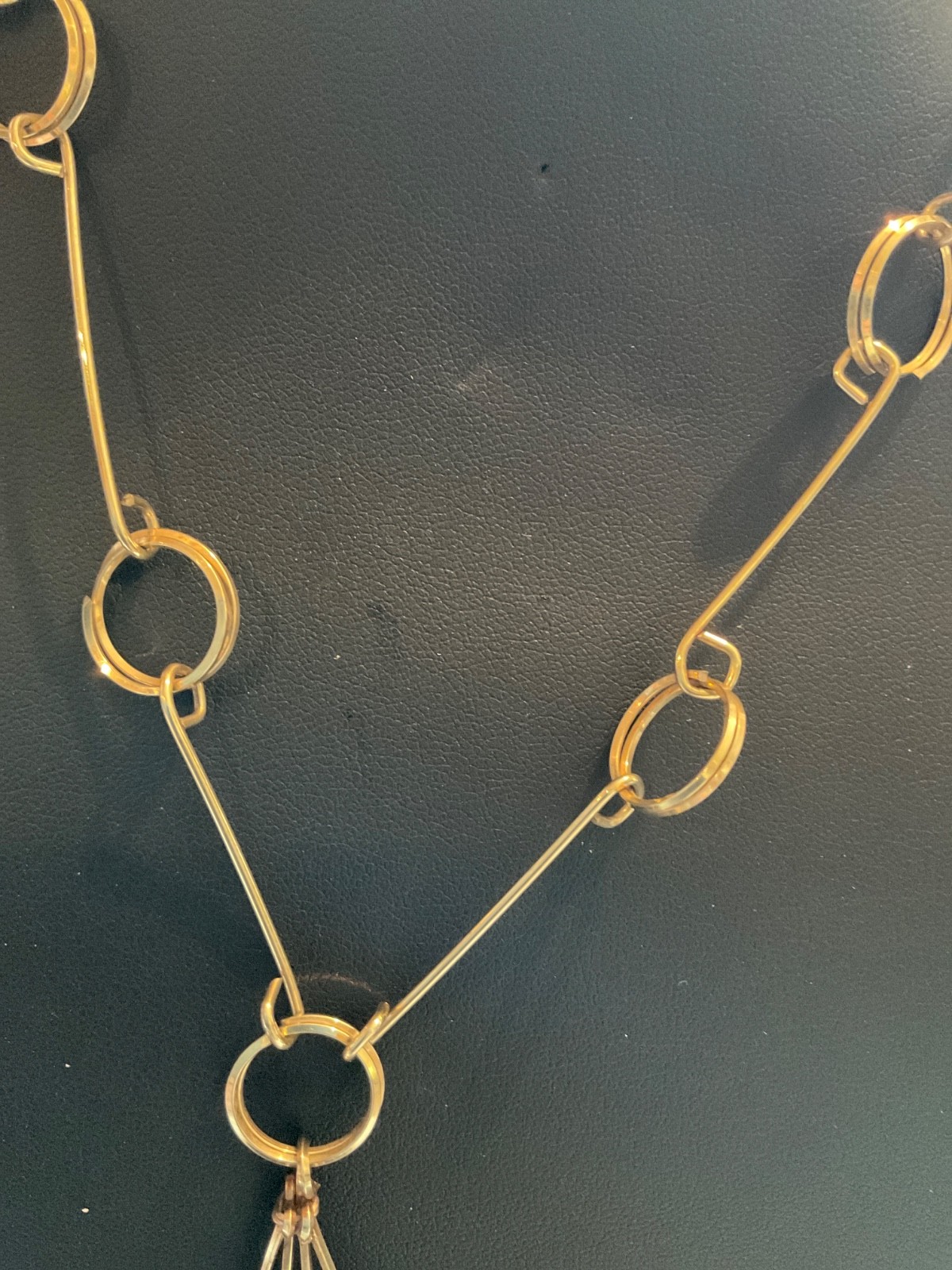 Handcrafted Gold Filled Wire Artisan Lg Cross & Unique Chain Mexico W/Paperwork
