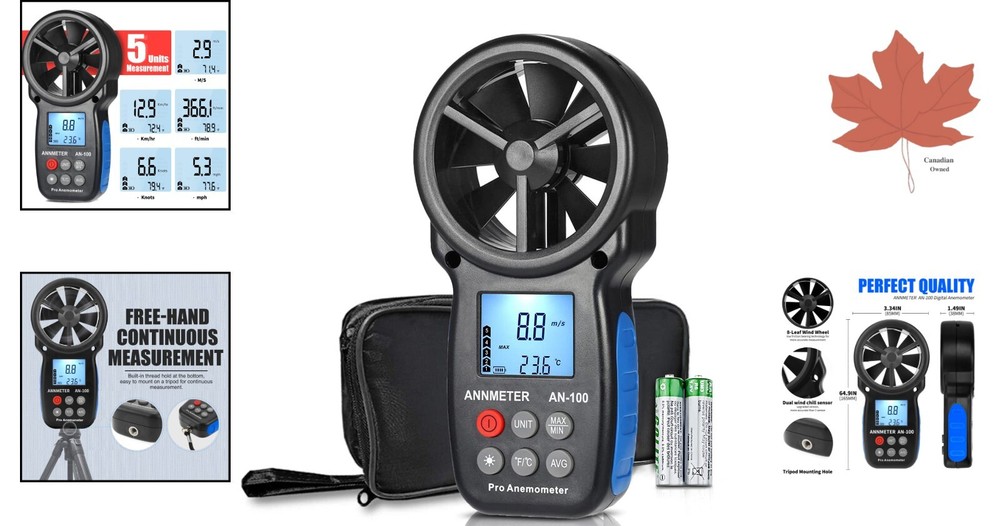 Wind Speed Meter - Air Flow Velocity, Wind Temperature - HVAC CFM Calculation,