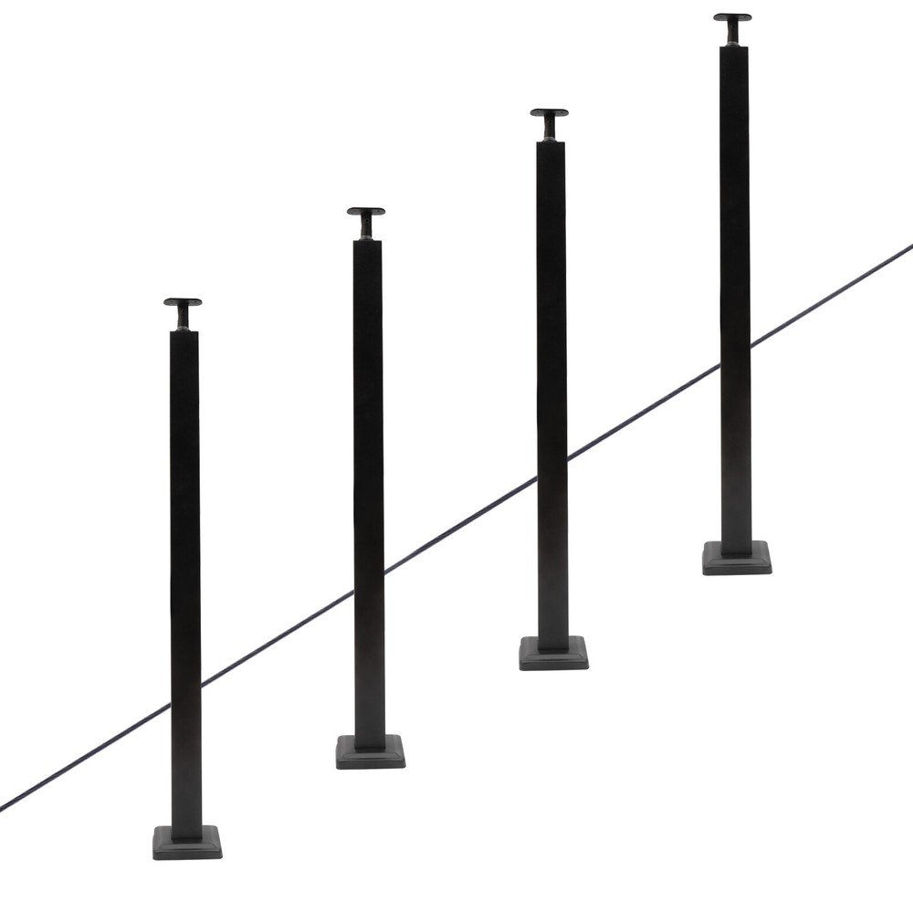 Railing Post 36"x2"x2" Level Drilled Post Level Line Post/30° Drilled Post Black