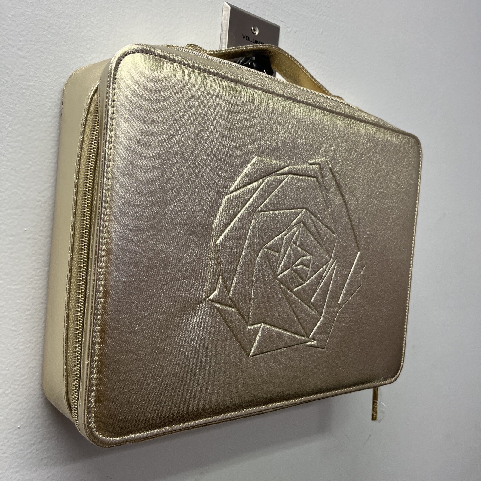 New Lancome Cosmetic Makeup Bag Train Case Golden Color