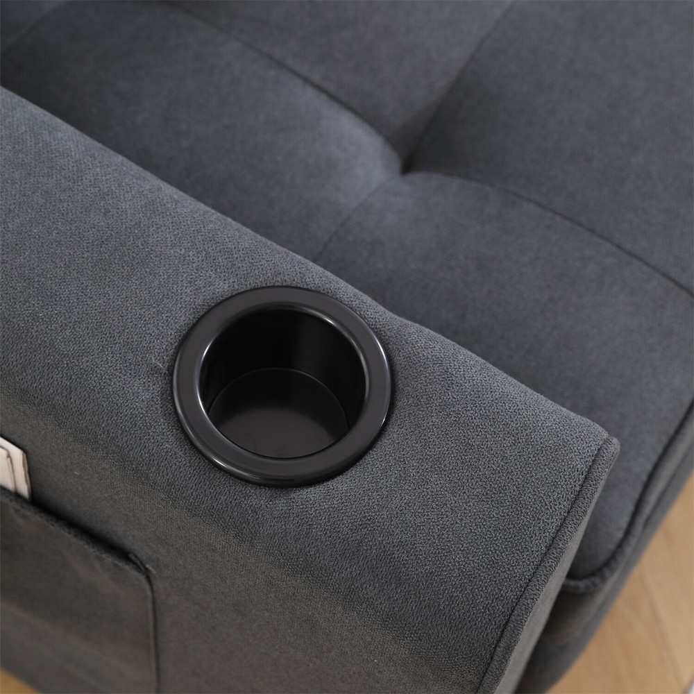 Convertible Sofa Bed Loveseat Futon Sofa Couch w/ Pull Out Bed Dark Gray