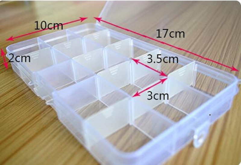 5pcs 15 Cells Slot Transparent Storage Box Cover Shell Electronics Component Box