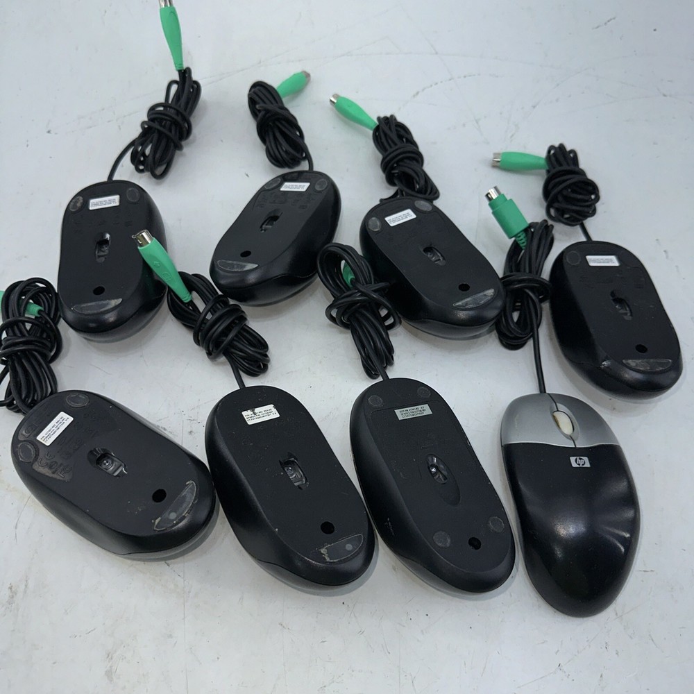 Lot 8 OEM HP M-SBF96 Silver/Black Three Button PS/2 Optical Scroll Wheel Mouse
