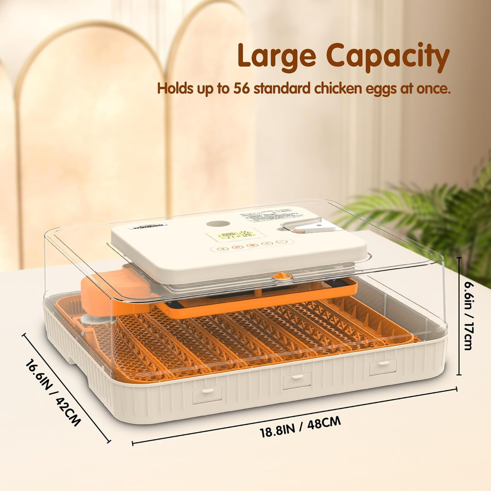 Incubator for Hatching Eggs, 56 Eggs Incubator with Automatic Egg Turning, Tempe