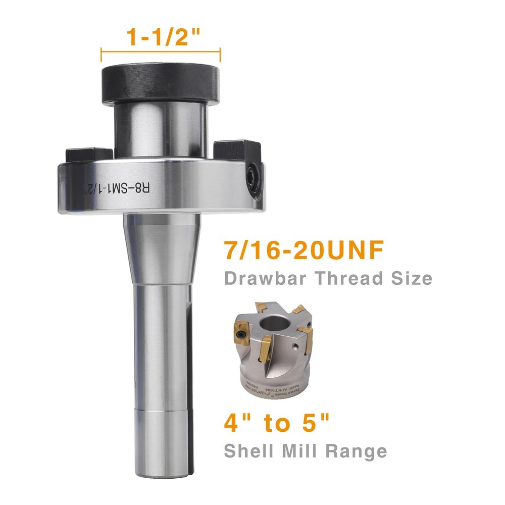 Jerax tools R8 Shank Shell Face Mill Arbor Adapter Holder, Arbor 11/2”, Range...