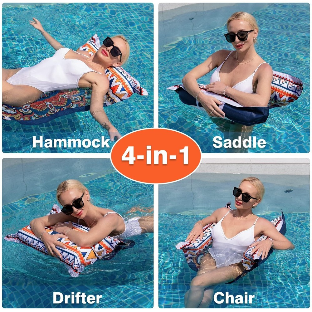 WERNNSAI Adults Pool Floats 2 Pack Fabric Inflatable Pool Float Boho Style W...