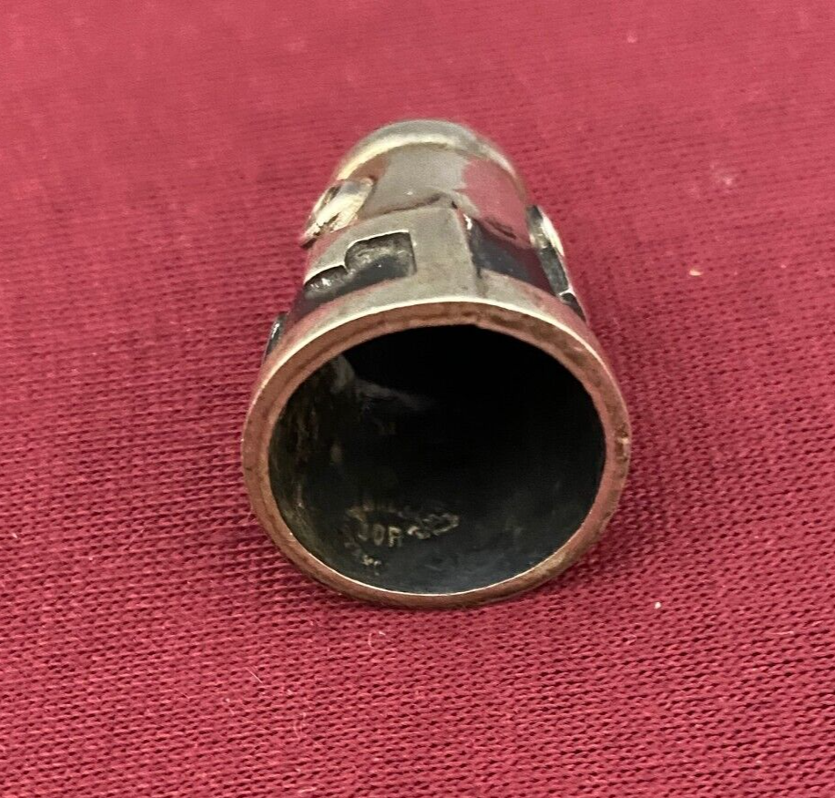 Signed Antique Brutalist Sterling Silver Sewing Thimble MCM