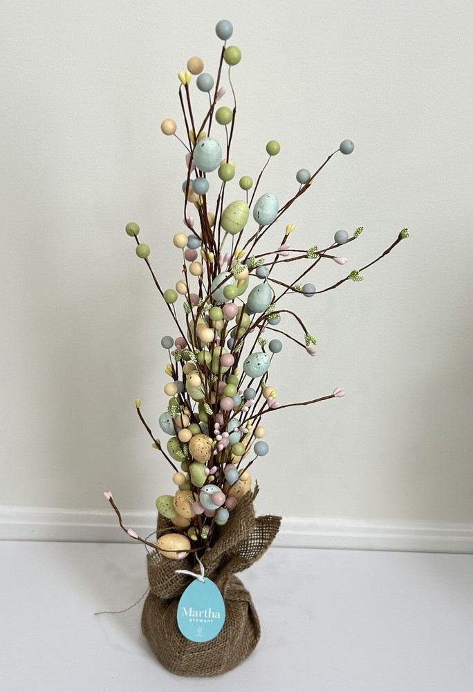 Martha Stewart Pastel Easter Egg Tree w/Burlap Base & Bendable Branches 24” NEW!