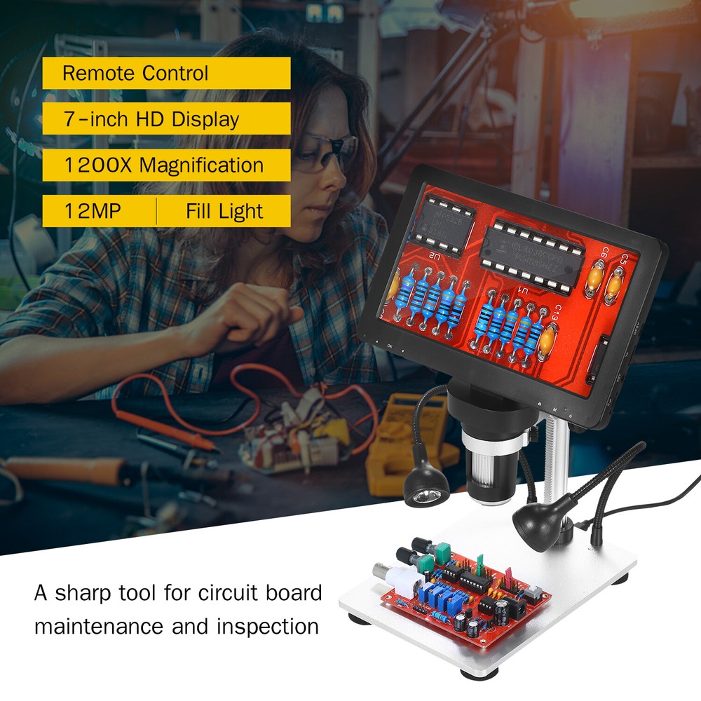 7-inch LCD Digital 1200X Microscope Rechargeable Microscope Video Camera