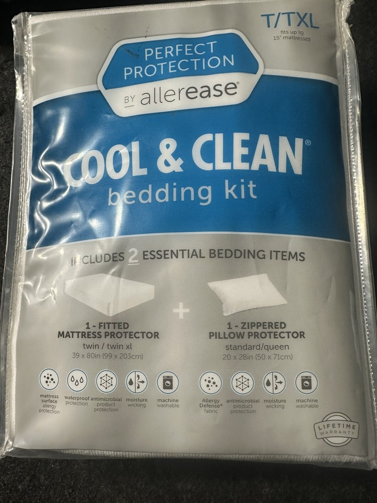 Allerease Mattress Pillow Protector Bedding Set Twin Twin XL Cool Clean Allergy