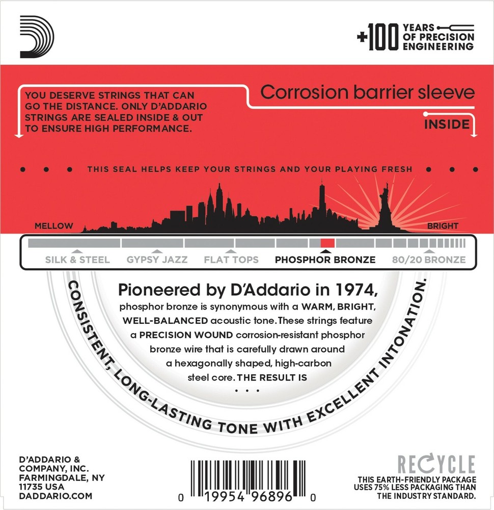 D'Addario EJ24 Phosphor Bronze True Medium Acoustic Guitar Strings 13-56