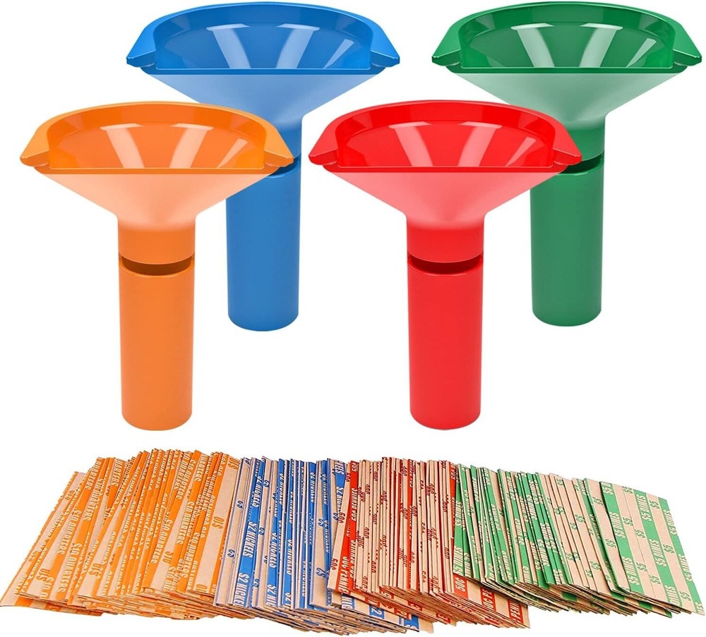 Complete Coin Counting Set: 4 Color Tubes & 100 Wrappers for Smooth Sorting