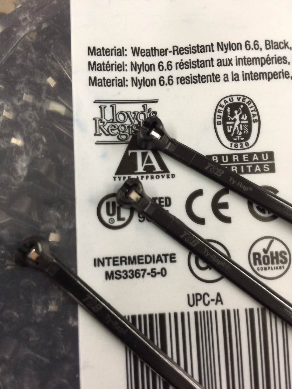 TY24MX Thomas & Betts Ty-Rap 5.5" 40lb UV Black 1,000/bag