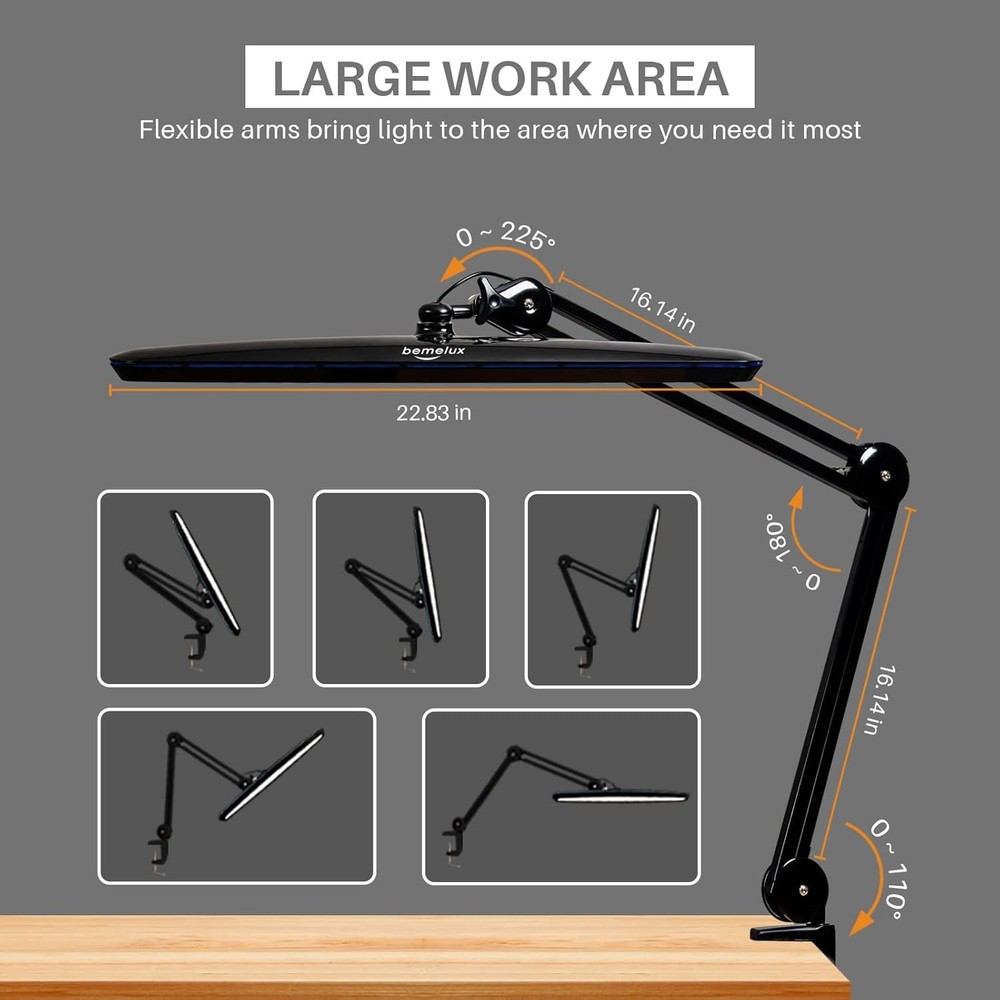 A work lamp with a clip, featuring 117 high-brightness LED beads (black).