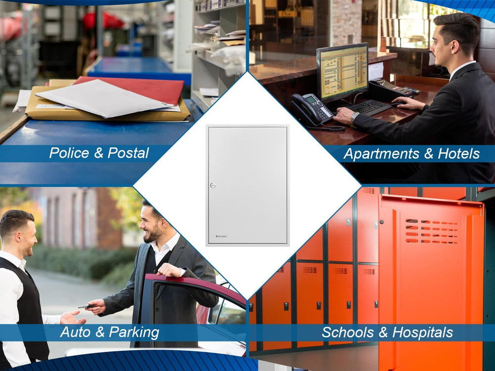 100-Position Key Lock Box – Solid Steel Key Cabinet with Numbered Hooks, Key Log