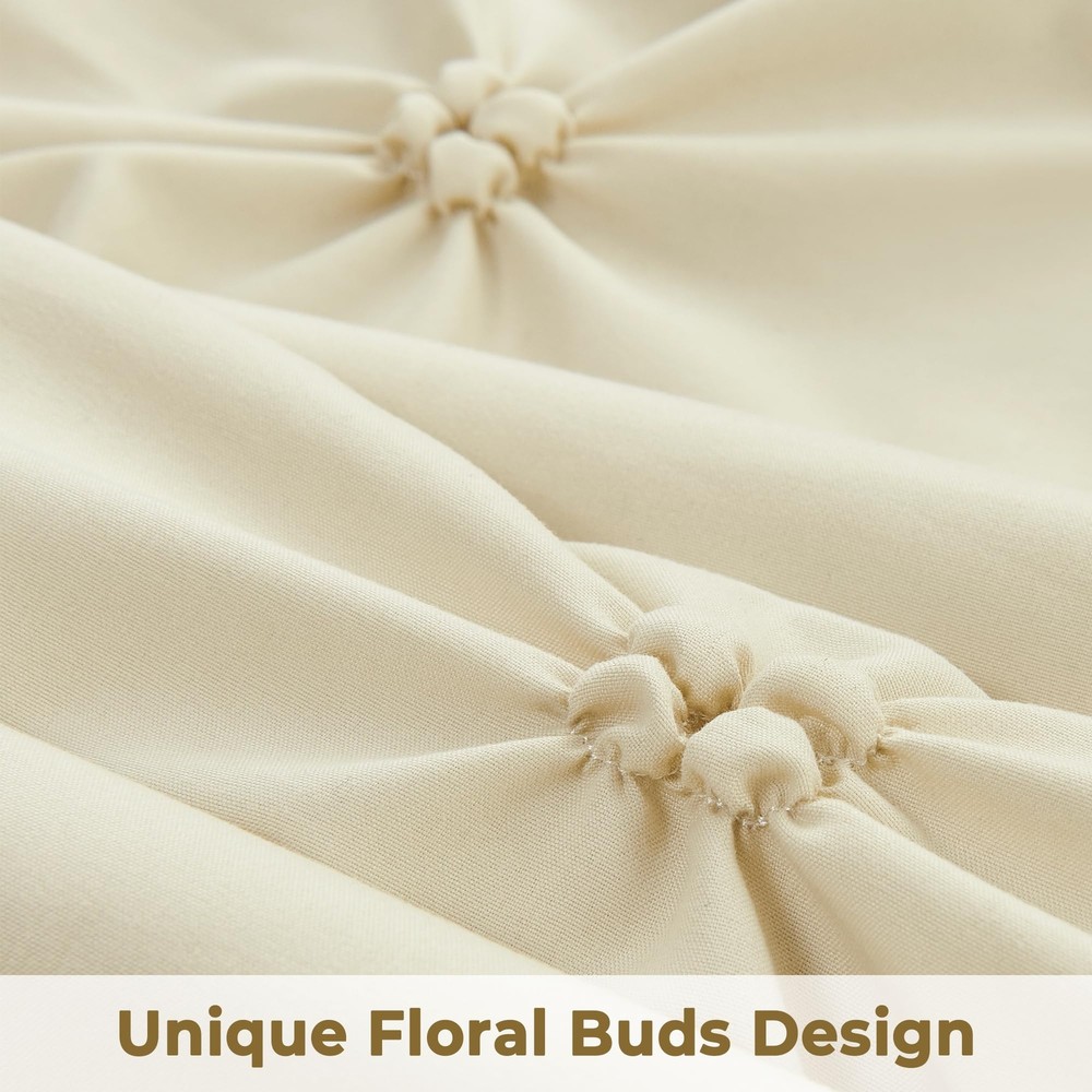 Queen Size Comforter Set Cream 3 Pieces Bed Lightweight Solid Bedding Comforters