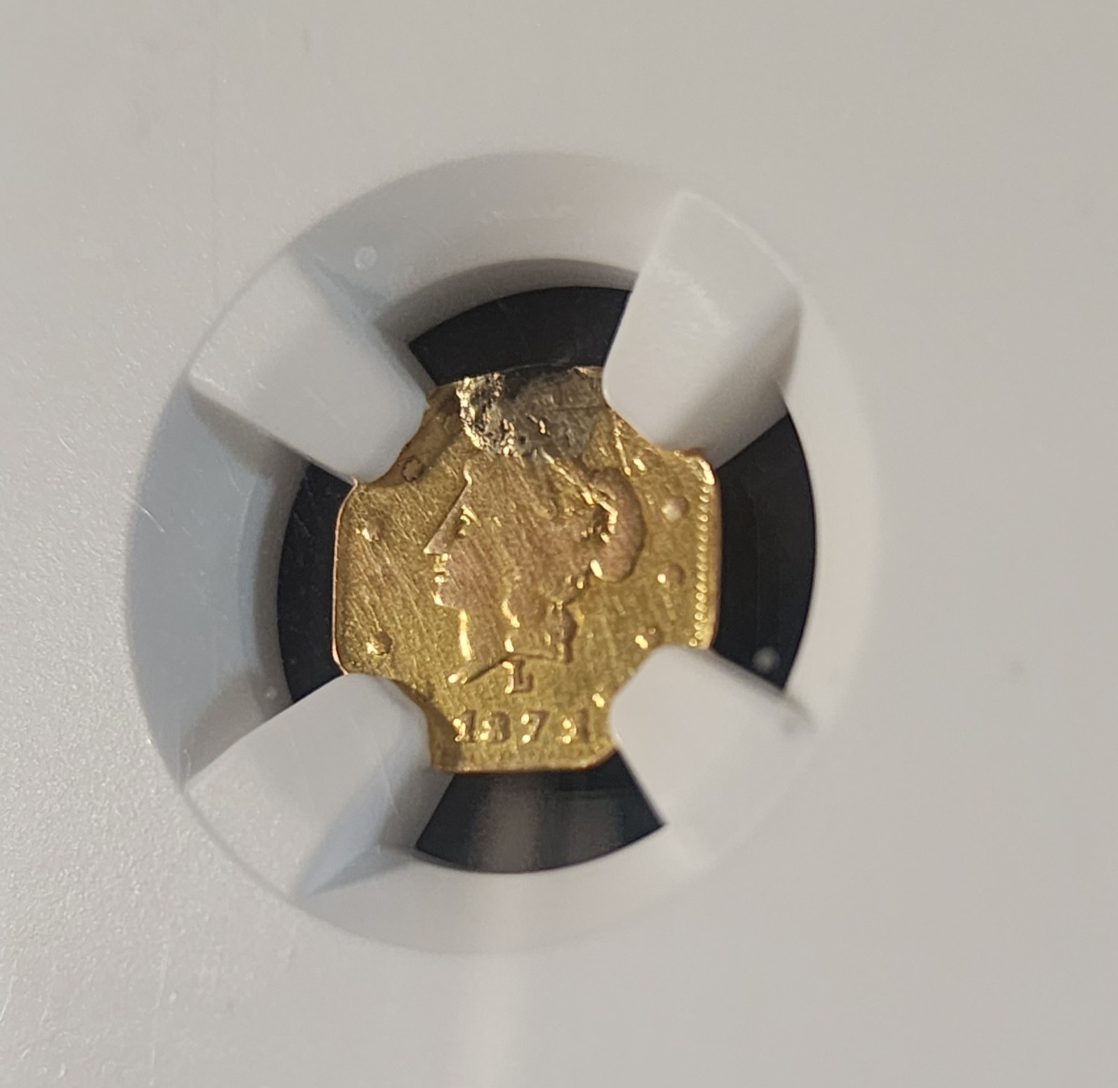 1871 OCTAGON LIBERTY 50C GOLD MOUNT REMOVED COIN NGC-BG927