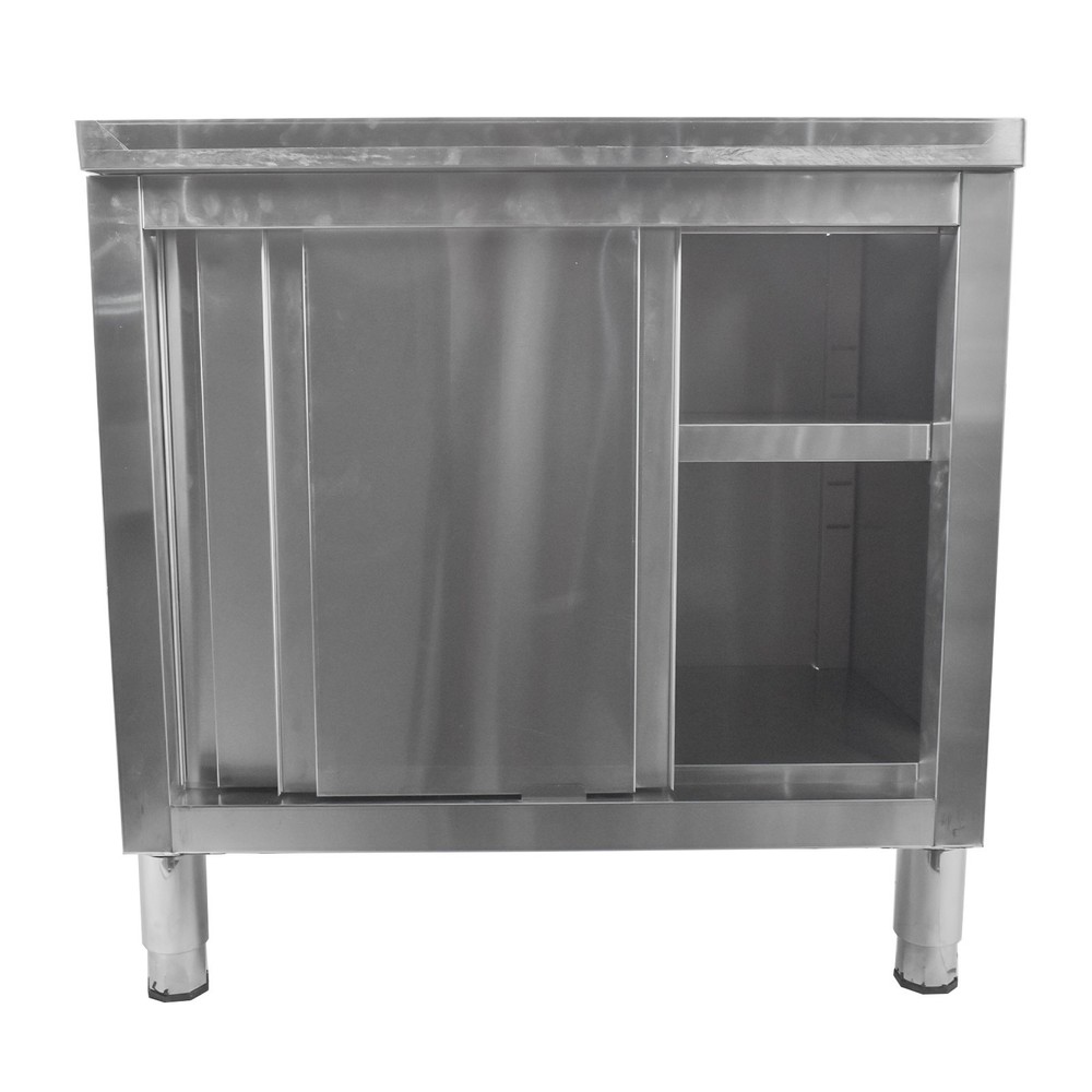 Commercial Kitchen Work Table for Prep&Work, Kitchen Cabinet with Sliding Doors