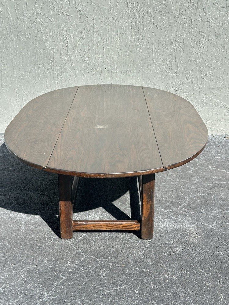 Vintage Cushman Classics Drop-Leaf Oval Coffee Table – Solid Oak